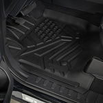 Floor Mats Fits for 2017-2025 Ford F-250/F-350 Super Duty Crew Cab | Custom Fit TPE All Weather | Non-Slip Textured Surface | Front and Rear Row - 3pcs Black