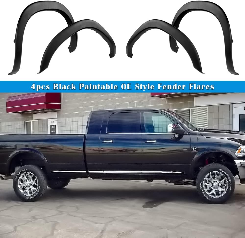 Maple4x4 Compatible with 2002-2008 Dodge Ram 1500 2003-2009 Dodge Ram 2500 3500 8ft Bed (NOT for 6.5ft bed or dually models) OEM Factory Style Fender Flares | Smooth black paintable Set of 4 - OE302