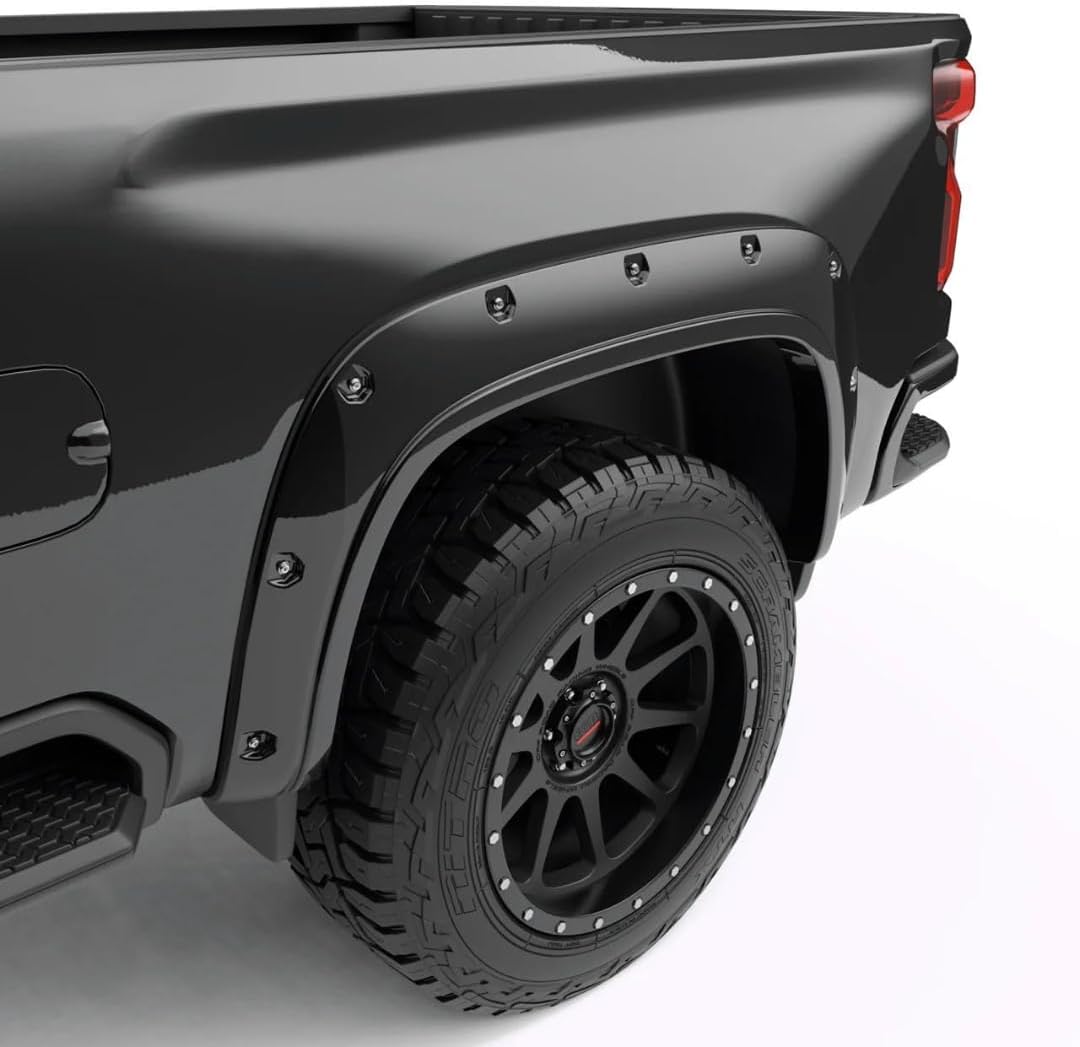 Maple4x4 2020-2026 Compatible with Chevy Silverado 2500 3500 HD Pocket Bolt-Riveted Fender Flares (NOT FOR GMC SIERRA) | Smooth Black Paintable - FF209