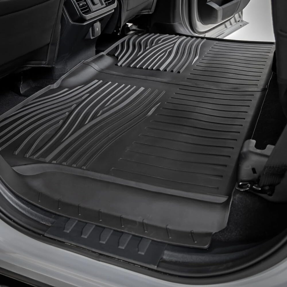 Floor Mats Fit 2015-2025 Ford F-150 SuperCrew Cab (Includes 22-25 Lightning), Custom Fit TPE All Weather | Non-Slip Textured Surface | Front and Rear Row - 3pcs Black