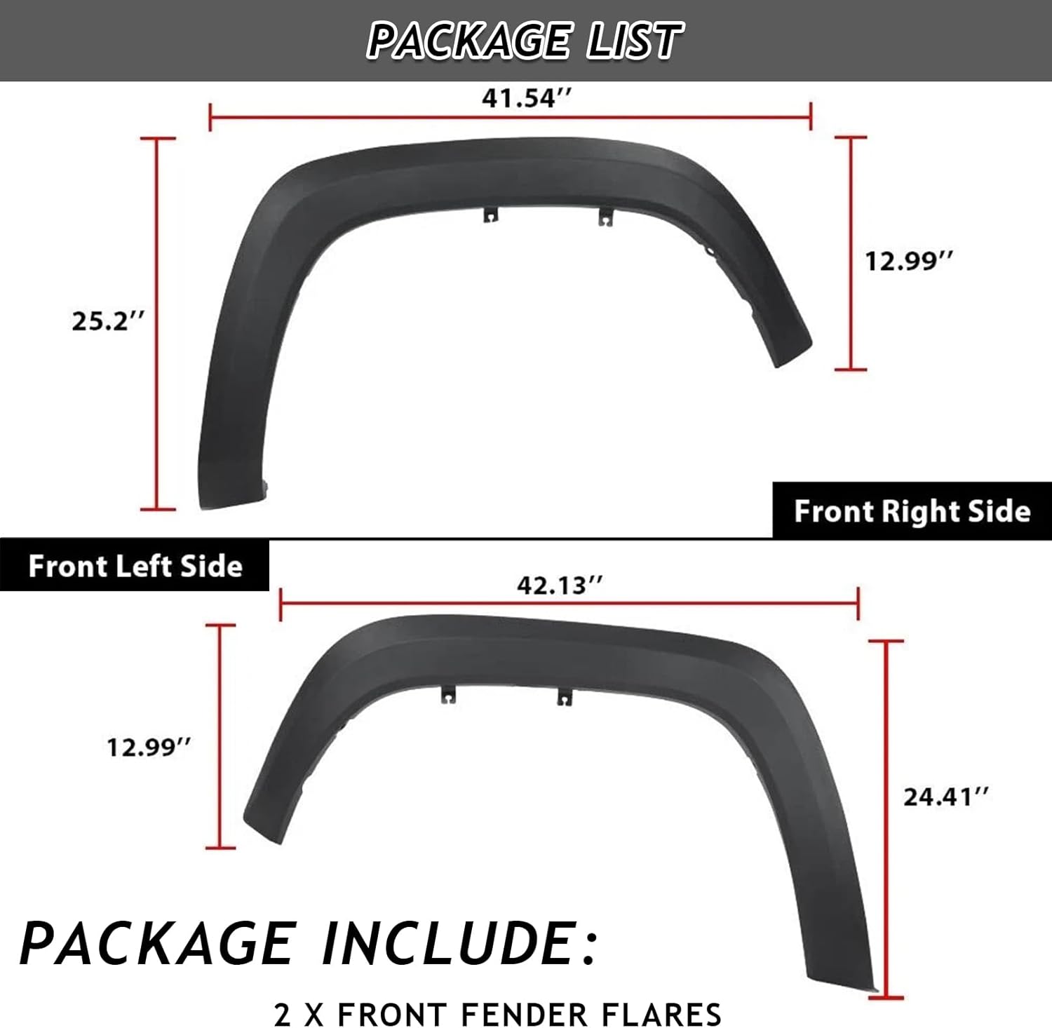 Maple4x4 2016-2023 Compatible with Toyota Tacoma Front Driver side and Front Passenger side OEM Style Fender Flares | Smooth Black Paintable, 2pcs - OE403