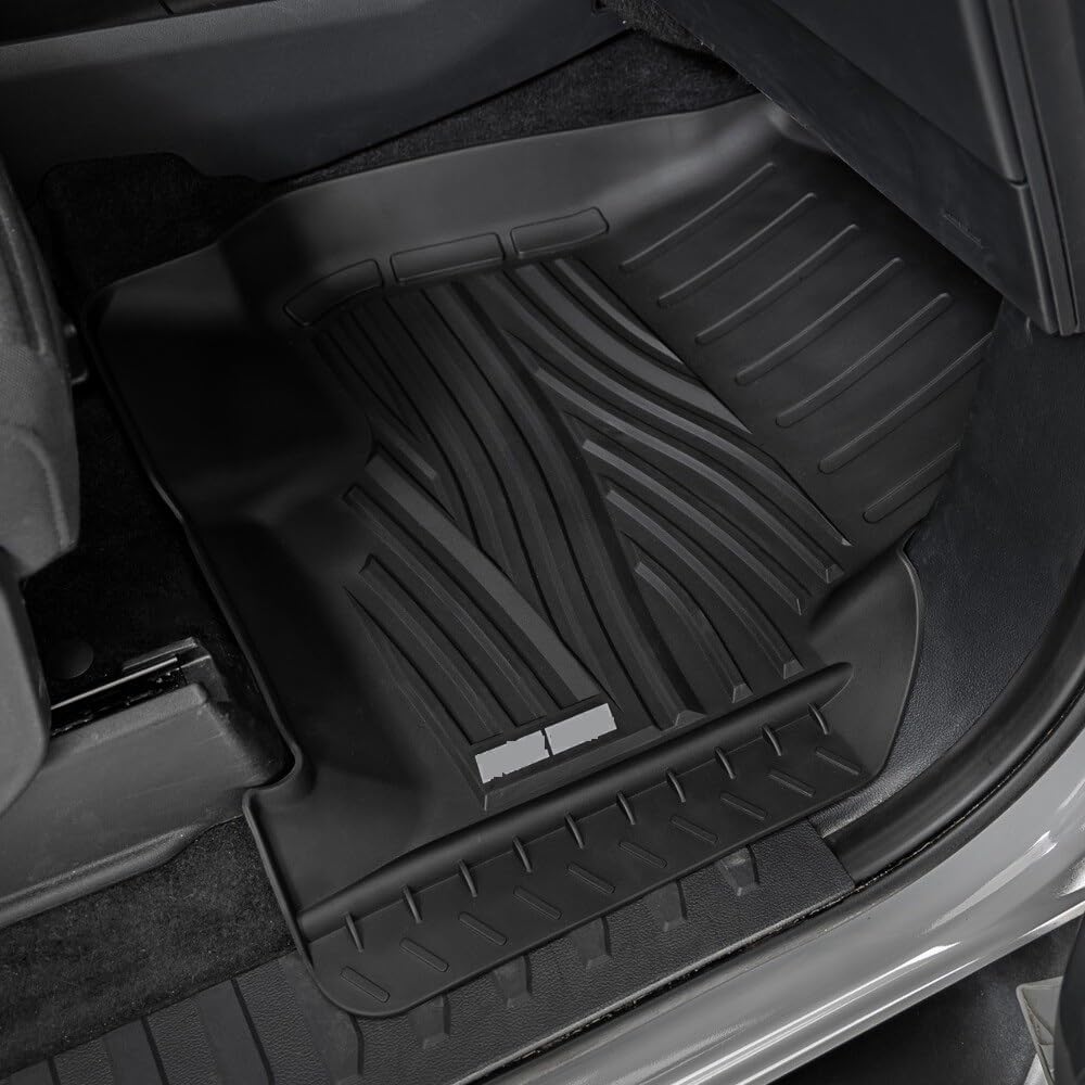 Floor Mats Fit 2015-2025 Ford F-150 SuperCrew Cab (Includes 22-25 Lightning), Custom Fit TPE All Weather | Non-Slip Textured Surface | Front and Rear Row - 3pcs Black