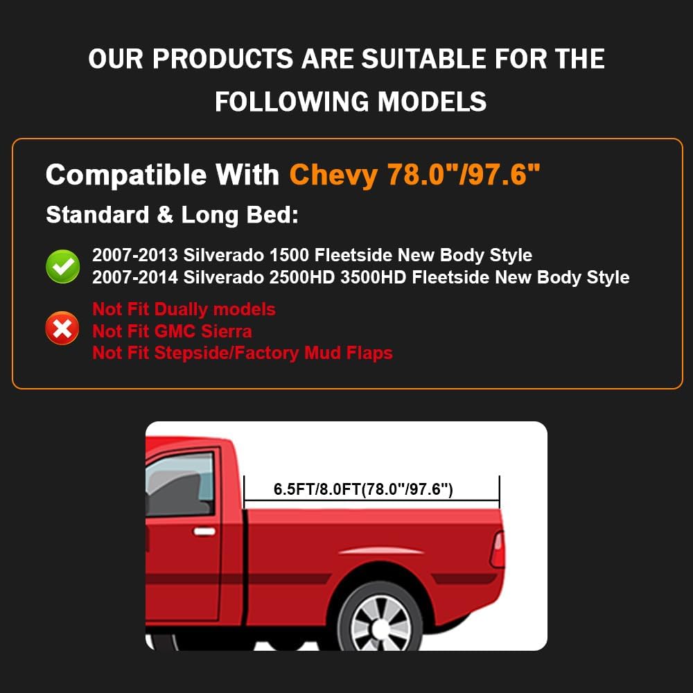 Discounted Demo Fender Flares with Minor Scratches | Maple4x4 2007-2013 Chevy Silverado 1500/2500/3500 6.5ft & 8ft Bed Factory style OEM Fender Flares black set of 4 (Not for GMC Sierra, 5.8ft Bed, or 2007 Classic) - OE203-1