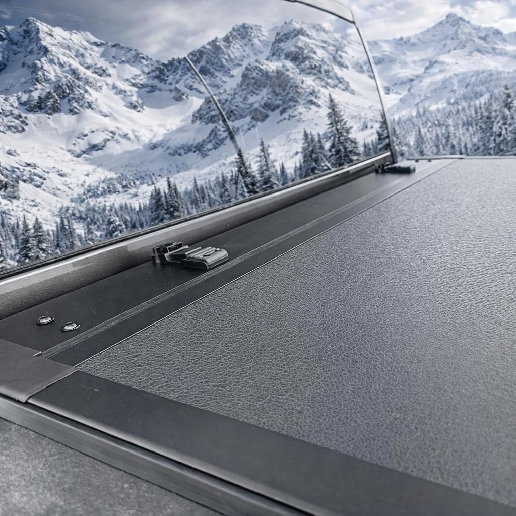 Maple4x4 2019-2026 Compatible with Ram 1500 6.4ft Hard Flush Tonneau Cover | Fits 2019-2026 Dodge Ram 1500 New Body 6.4ft Bed without RamBox (NOT for Classic) flush-mount aluminum Tri-fold Cover - LT018
