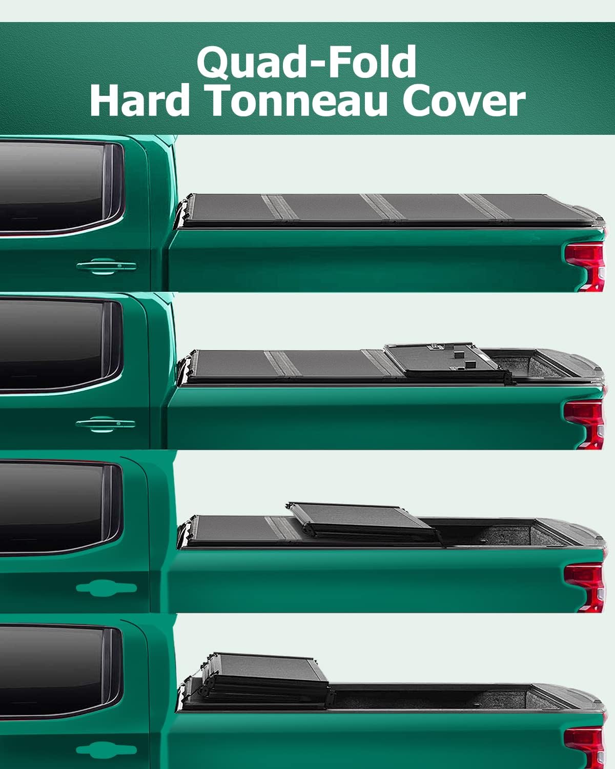 Maple4x4 Hard Quad-Fold Truck Bed Tonneau Cover Compatible with 2004-2014 Ford F150 6.5ft Bed Also fits 2006-2014 Lincoln Mark LT 6.5ft