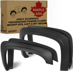 Maple4x4 2007-2013 Chevy Silverado 1500/2500/3500 6.5ft & 8ft Bed Factory style OEM Fender Flares black set of 4 (Not for GMC Sierra, 5.8ft Bed, or 2007 Classic) - OE203