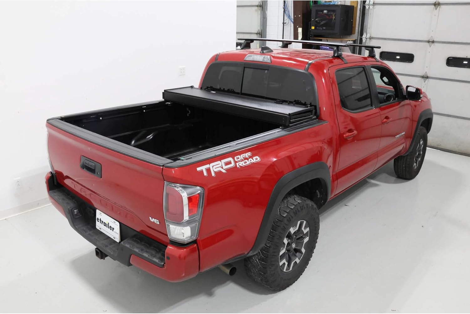 Maple4x4 Hard Quad-Fold Truck Bed Tonneau Cover Compatible with 2016–2025 Toyota Tacoma 6.2ft Bed (with OEM Track System) | Aluminum on top Mount