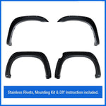 Maple4x4 2007-2013 Compatible with Toyota Tundra Fender Flares Pocket Style Bolt Riveted | Smooth Black Paintable Set of 4 - FF402