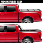 Maple4x4 2009-2026 Dodge Ram 1500 & 2010-2026 Ram 2500 3500 6.4ft Bed Without Rambox(Classic &New) Hard Tri-Fold Flip up Truck Bed Tonneau Cover | Flush Aluminum Panels - LT016
