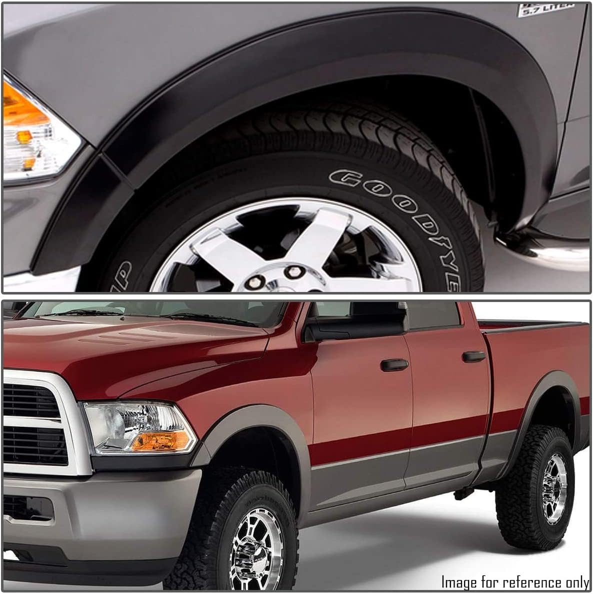 Maple4x4 2009-2018 Ram 1500 & 2019-2024 Ram 1500 Classic Model Fender Flares – Factory Style OEM, Set of 4 (Excludes R&T Models, Fits Metal Bumper Only, Does NOT Fit New Body Style) - OE303