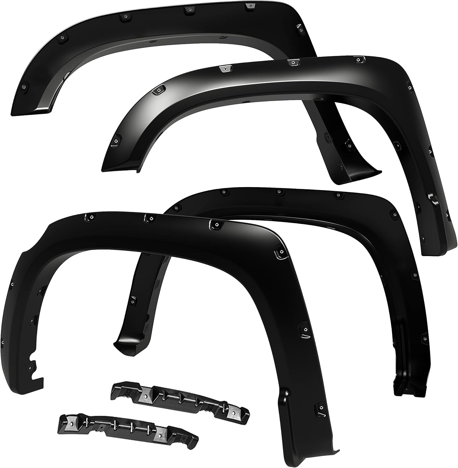 Maple4x4 2014–2020 Compatible with Toyota Tundra Pocket Style Riveted Fender Flares | Smooth Black Paintable – 4 Piece Set - FF404