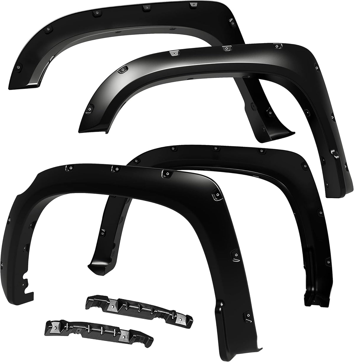 Maple4x4 2014–2020 Compatible with Toyota Tundra Pocket Style Riveted Fender Flares | Smooth Black Paintable – 4 Piece Set - FF404