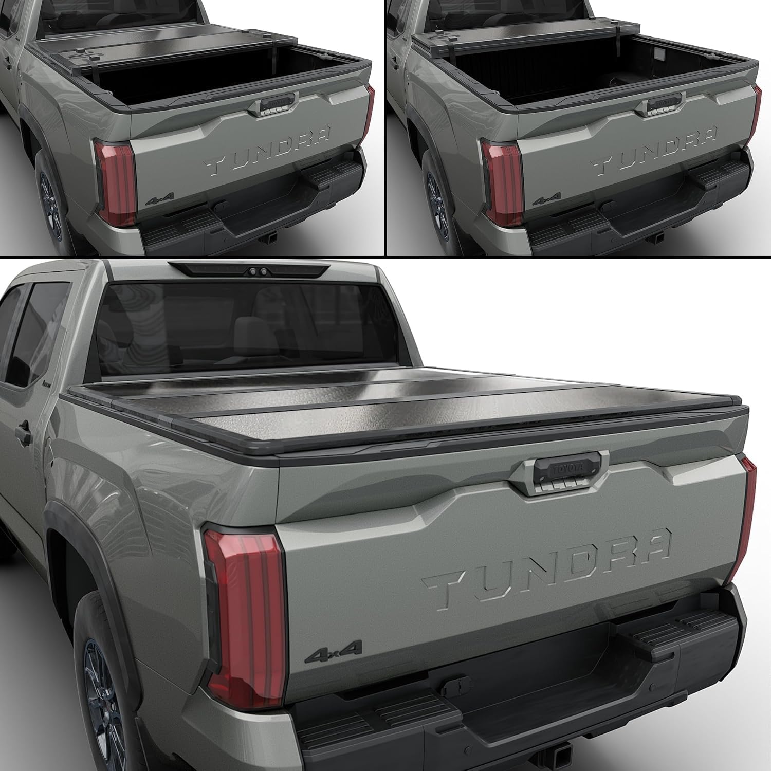 Hard Folding Truck Bed Tonneau Cover Compatible with Toyota Tundra 2022 2023 2024 2025 6.5ft Standard Box, Tri Fold Style
