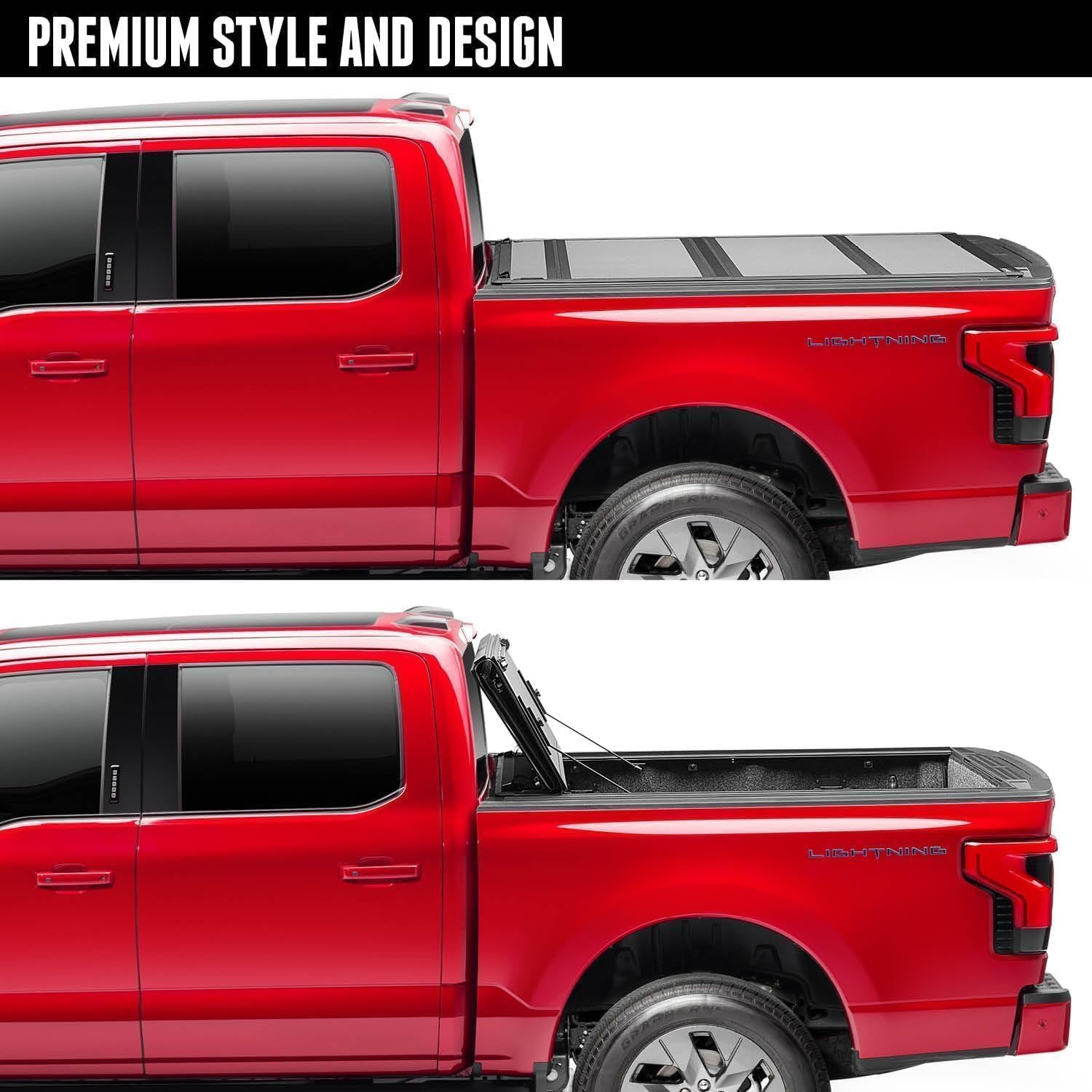 Maple4x4 2019-2026 Compatible with Ram 1500 6.4ft Hard Flush Tonneau Cover | Fits 2019-2026 Dodge Ram 1500 New Body 6.4ft Bed without RamBox (NOT for Classic) flush-mount aluminum Tri-fold Cover - LT018