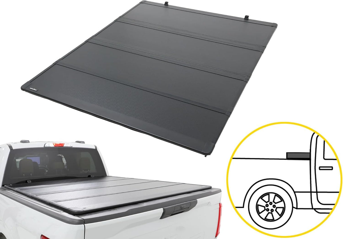 Maple4x4 Hard Quad-Fold Truck Bed Tonneau Cover Compatible with 2014-2021 Toyota Tundra Fleetside 6.5ft Bed | Aluminum on top Mount