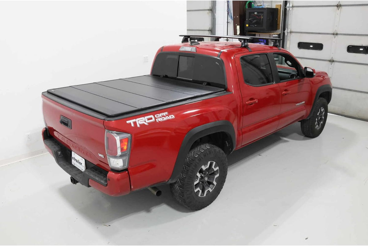 Maple4x4 Hard Quad-Fold Truck Bed Tonneau Cover Compatible with 2016–2025 Toyota Tacoma 6.2ft Bed (with OEM Track System) | Aluminum on top Mount