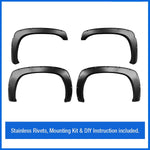 Maple4x4 1999-2006 Compatible with Chevy Silverado/GMC Sierra 1500 2500 3500 Pocket Bolt-Riveted Fender Flares | Smooth Matte Black Paintable Set of 4 - FF202