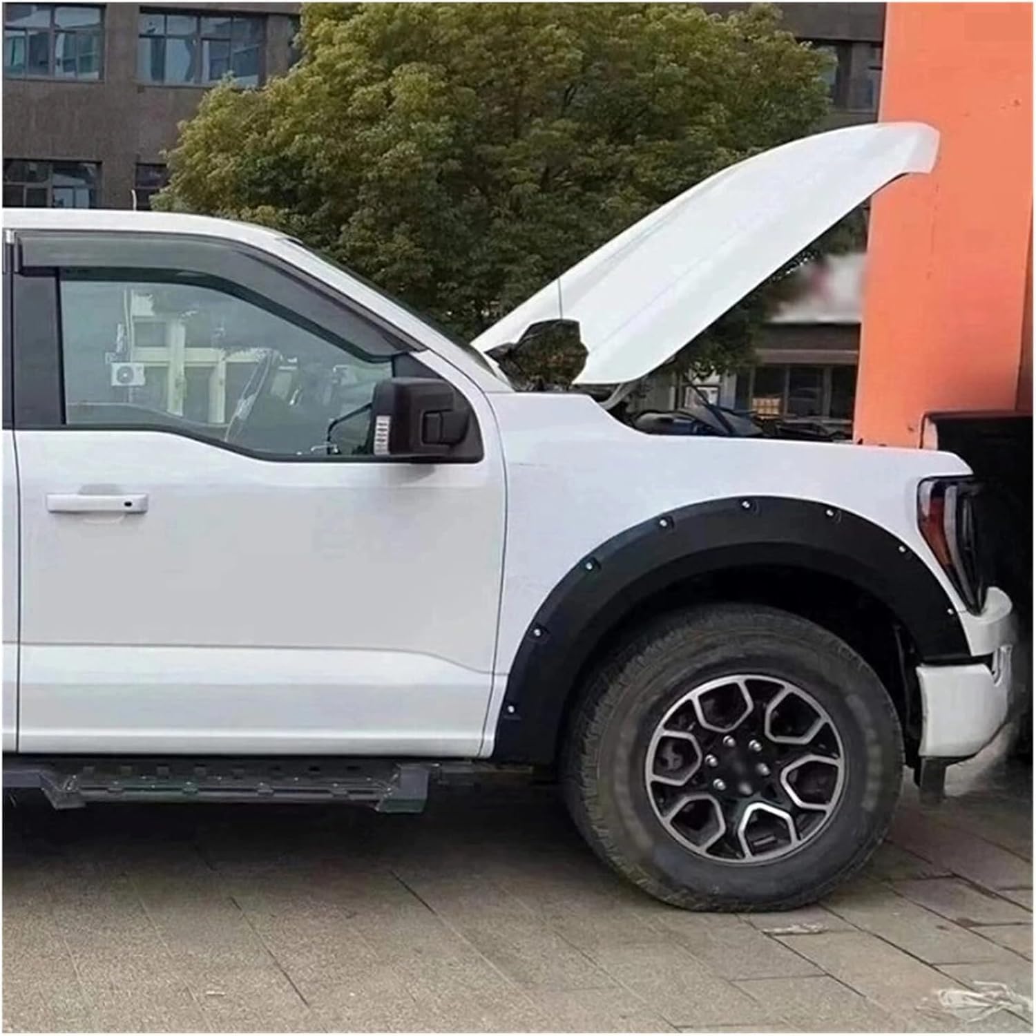 2021-2024 Ford F-150 (Excludes Lightning)  Pocket/Rivet Style Front & Rear Fender Flares, 4-Piece Set, Black