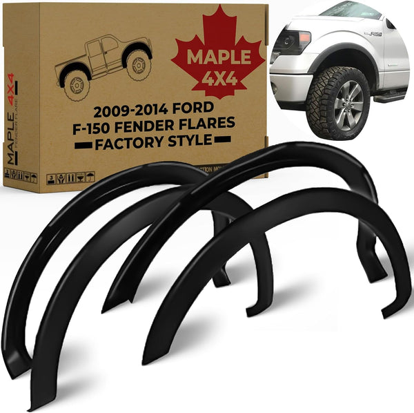 2009-2014 Ford F-150 Fender Flares – Factory Style OEM Design (Excludes All Flareside Models) | Black, Set of 4