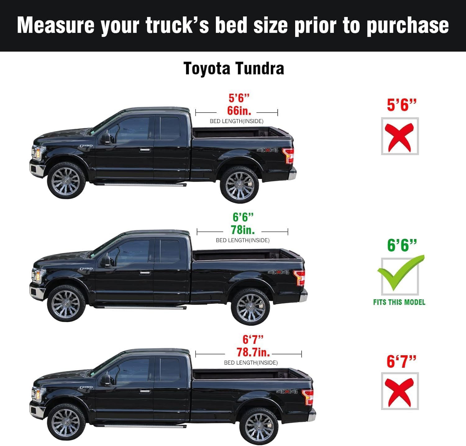 Hard Folding Truck Bed Tonneau Cover Compatible with Toyota Tundra 2022 2023 2024 2025 6.5ft Standard Box, Tri Fold Style