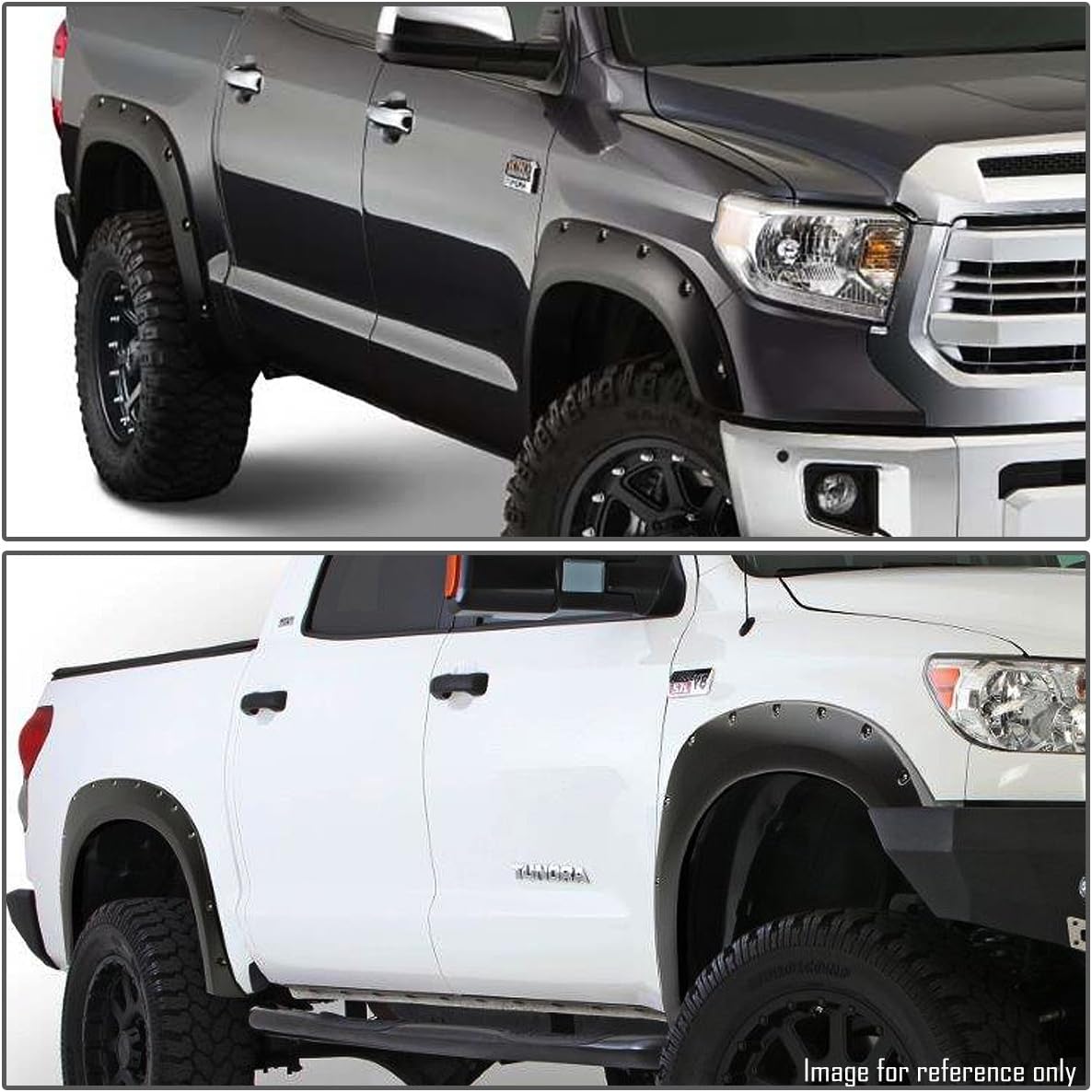Maple4x4 2014–2020 Compatible with Toyota Tundra Pocket Style Riveted Fender Flares | Smooth Black Paintable – 4 Piece Set - FF404