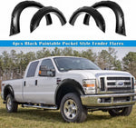 Discounted Demo Fender Flares with Minor Scratches | Maple4x4 2011-2016 Compatible with Ford F-250 F-350 Super Duty Pocket Style Riveted Fender Flares | Smooth Black Paintable Set of 4 (Not for Dually) -FF103-1