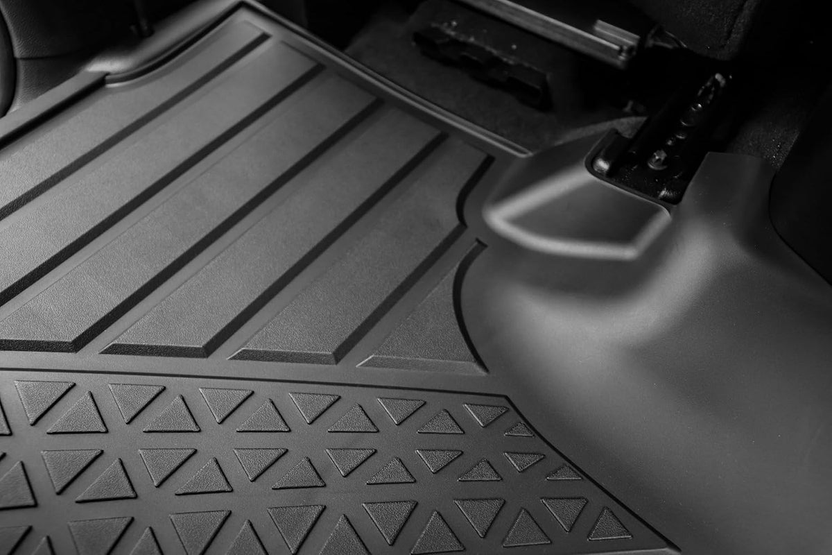Floor Mats Fit 2019-2024 Ram 1500 Crew Cab (Includes 1500 TRX 2021-24), Custom Fit TPE All Weather | Non-Slip Textured Surface | Front and Rear Row - 3pcs Black