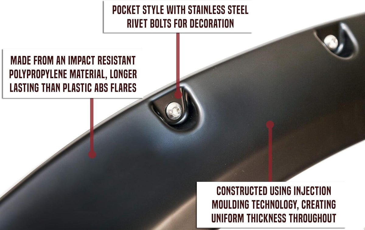 Maple4x4 2014-2018 Chevy Silverado 1500, 2015-2019 Chevy Silverado 2500 3500 6.5ft & 8ft Bed Pocket Bolt-Riveted Fender Flares (NOT FOR GMC SIERRA) - FF207