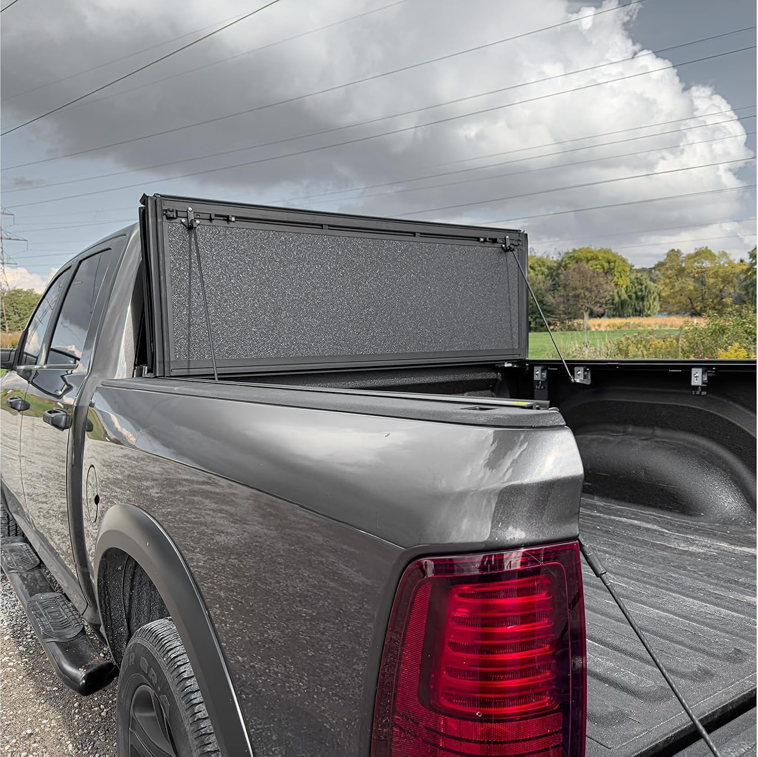 Hard Tri-Fold Flip up Truck Bed Tonneau Cover Compatible with 2022-2026 Ford Maverick 4'6'' Bed (54.4'') | Aluminum Low-Profile Flush Mounted