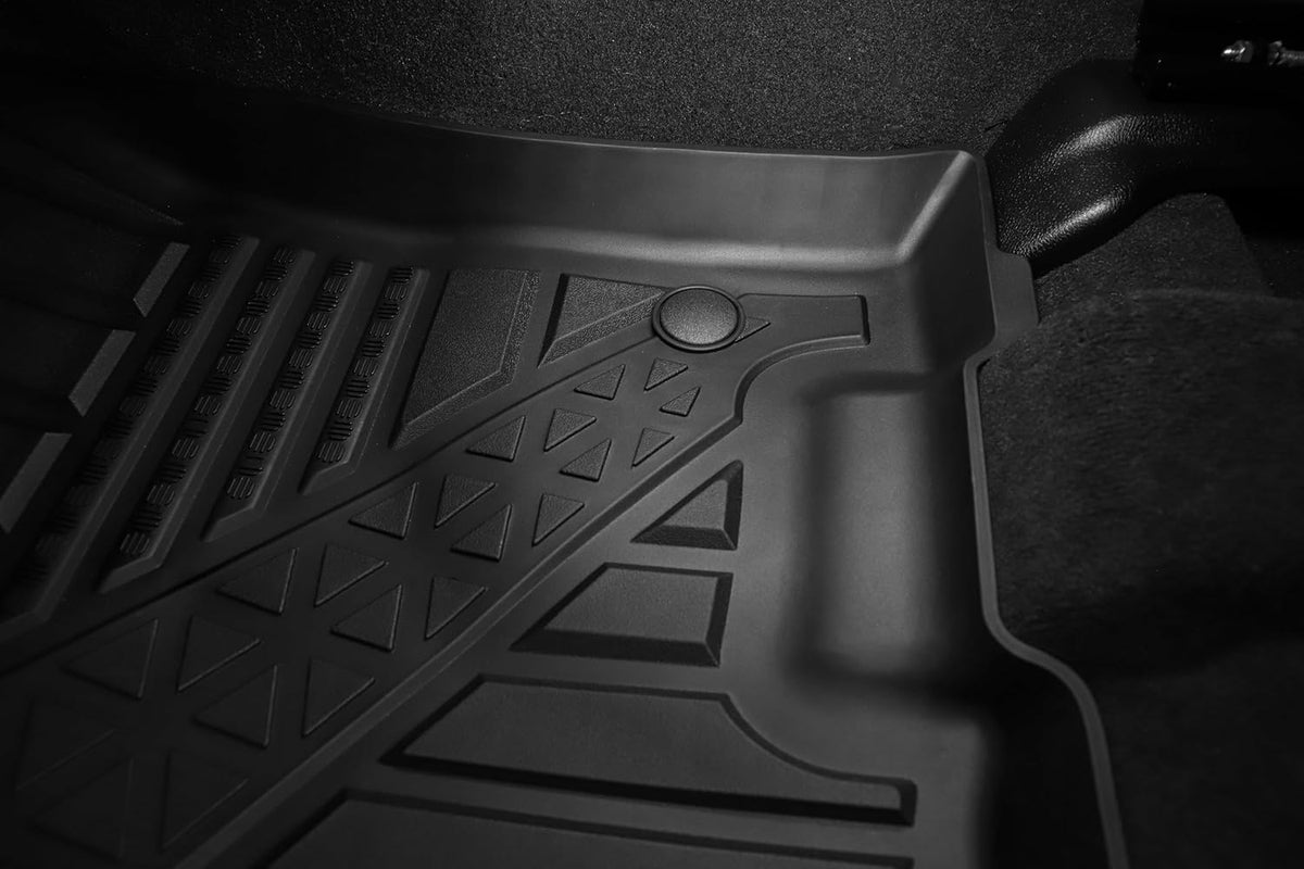 Floor Mats Fit 2019-2024 Ram 1500 Crew Cab (Includes 1500 TRX 2021-24), Custom Fit TPE All Weather | Non-Slip Textured Surface | Front and Rear Row - 3pcs Black