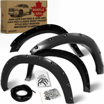 Discounted Demo Fender Flares with Minor Scratches | Maple4x4 2009-2018 Ram 1500 & 2019-2024 Compatible with Dodge Ram 1500 Classic Body(Excludes R&T Models,New Body Style) Pocket Style Riveted Fender Flares | Smooth Black Paintable, Set of 4 - FF304-1