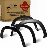 Maple4x4 Compatible with 2019-2026 Dodge Ram 1500 New Body OEM Factory Style Fender Flares (Not for Classic, Rebel, TRX Models) | Smooth Black Paintable Set of 4 - OE305