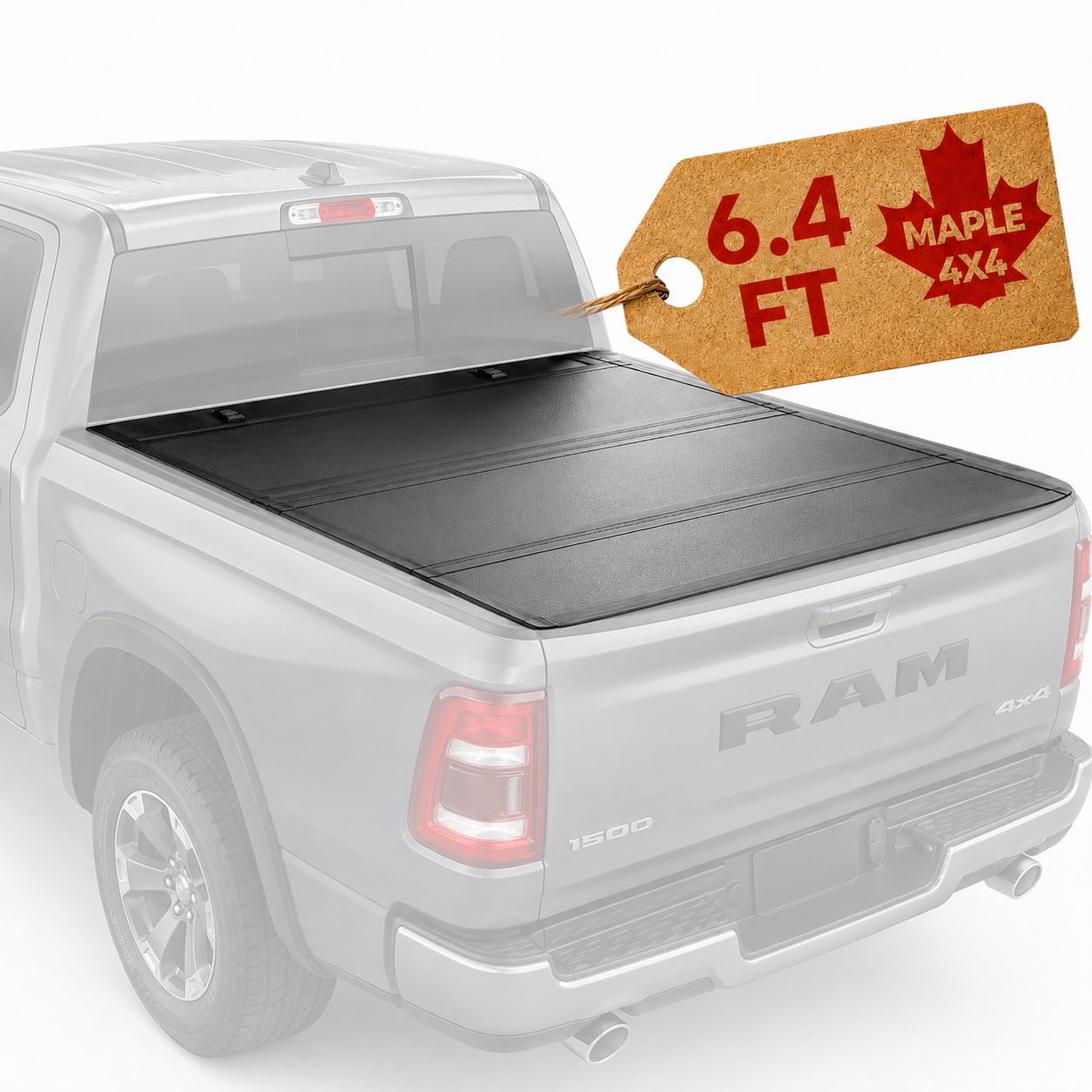 Maple4x4 Premium Hard Tri-Fold Tonneau Cover | Flush-Mount Aluminum Truck Bed Cover for 2009-2026 Dodge Ram 1500 & 2010-2026 Ram 2500 3500 6.4ft Bed Without Rambox(Classic &New) | - LT016