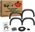 Maple4x4 2011-2016 Ford F-250 F-350 SD Factory Style OEM Fender Flares (NOT for dually models) | Smooth Glossy Paintable - OE103